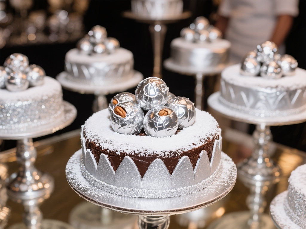 闪耀派对必备:银色糖果装饰甜点魅力登场 某个著名烘焙师曾分享过他的一个成功案例:在一个奢华