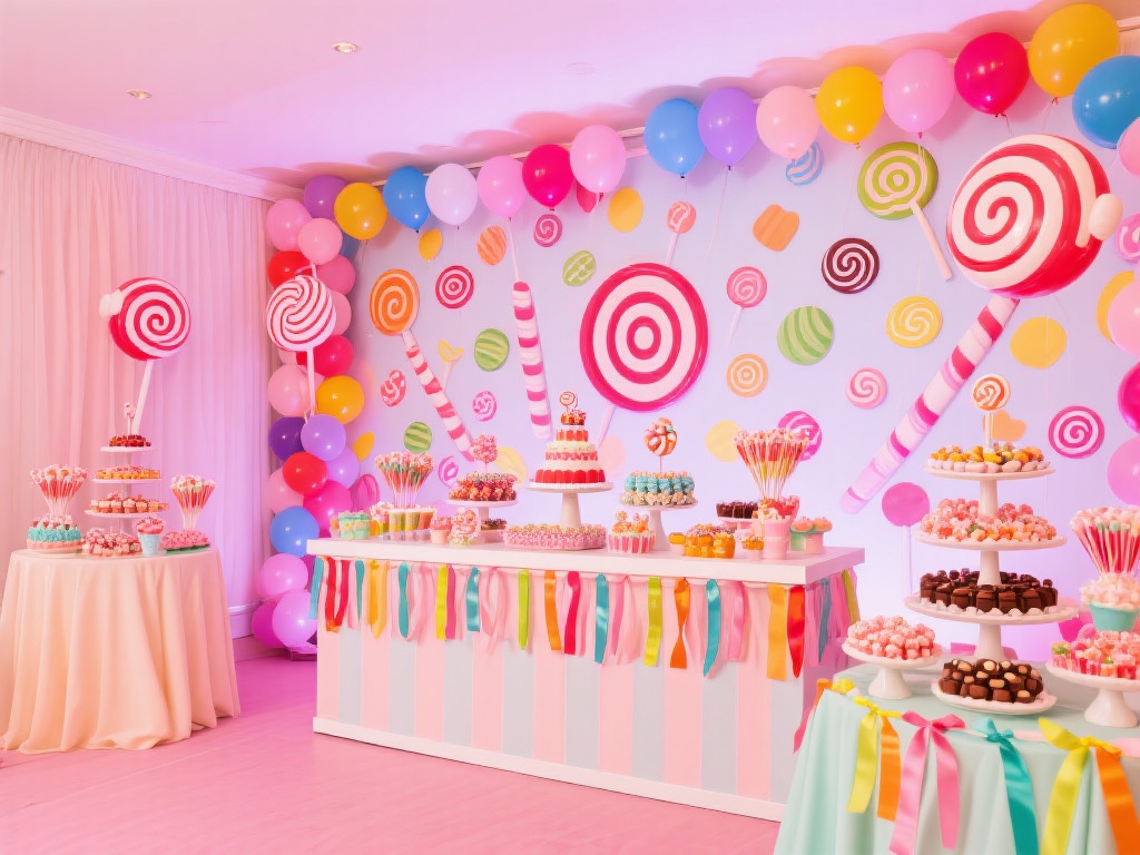 场地布置
布置场地时，可以围绕糖果主题选择主打色