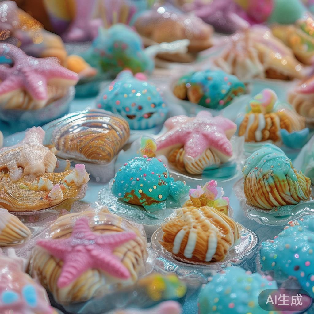 食品是派对的重要元素之一。在“梦幻海洋派对糖果盛宴