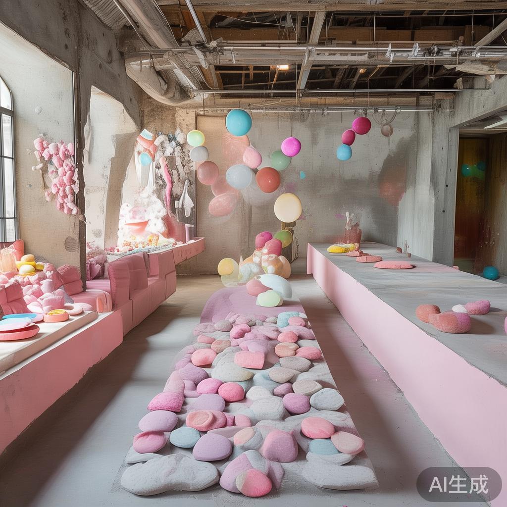 糖果派对中水泥元素的趣味应用与创新设计探索